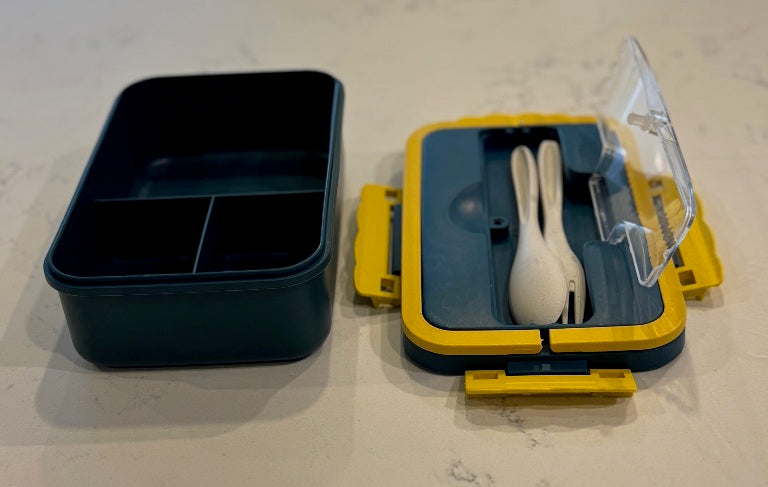 F9 Green Kids Lunch Box – 3 Compartments with Spoon & Fork