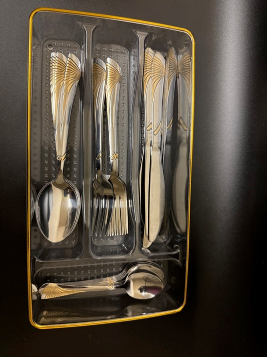 AS1 – 25-Piece Stainless Steel Cutlery Set with Premium Wing Design & Tray