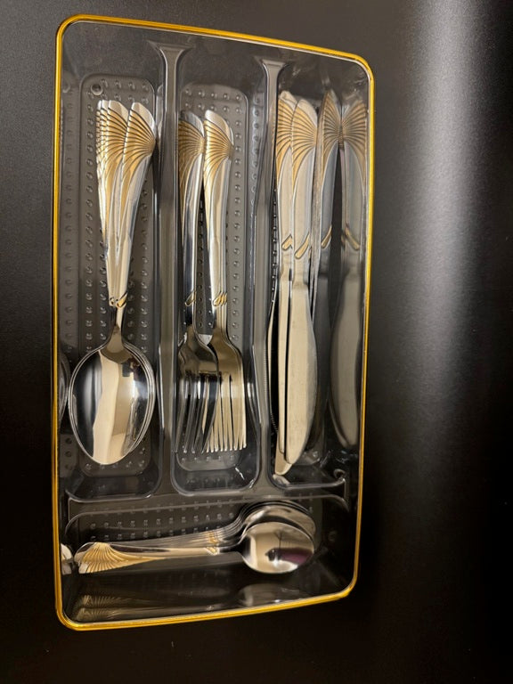 AS1 – 25-Piece Stainless Steel Cutlery Set with Premium Wing Design & Tray