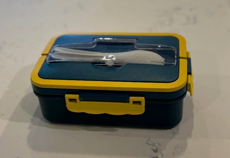 F9 Green Kids Lunch Box – 3 Compartments with Spoon & Fork