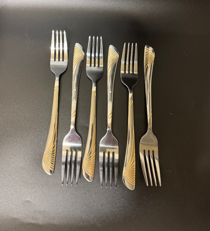 A10- 6-Piece Stainless Steel Fork Set in Premium Wing Design