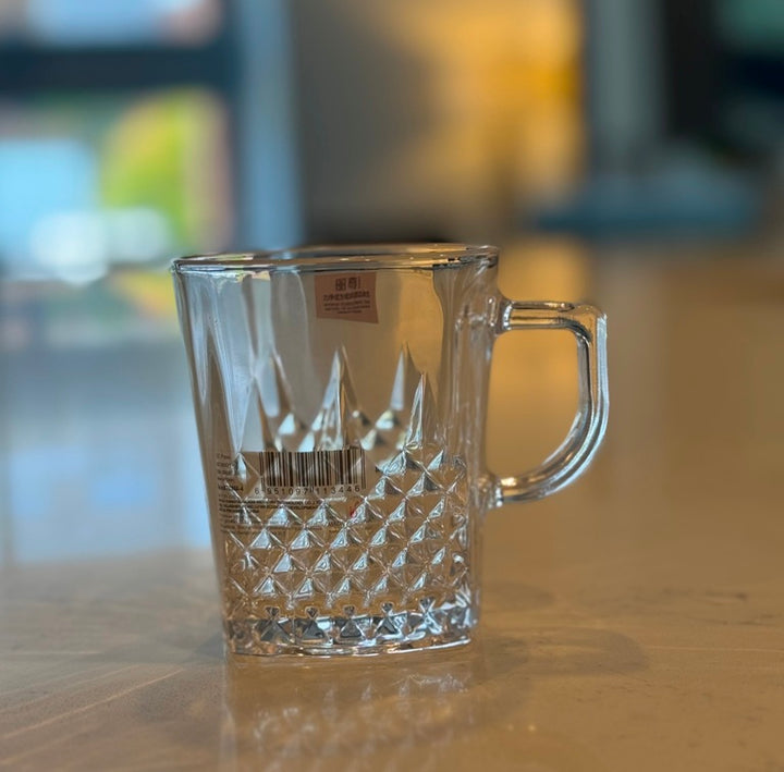 R21 Glass Tea & Coffee Cups – Crystal Design, 260ml (Set of 6)