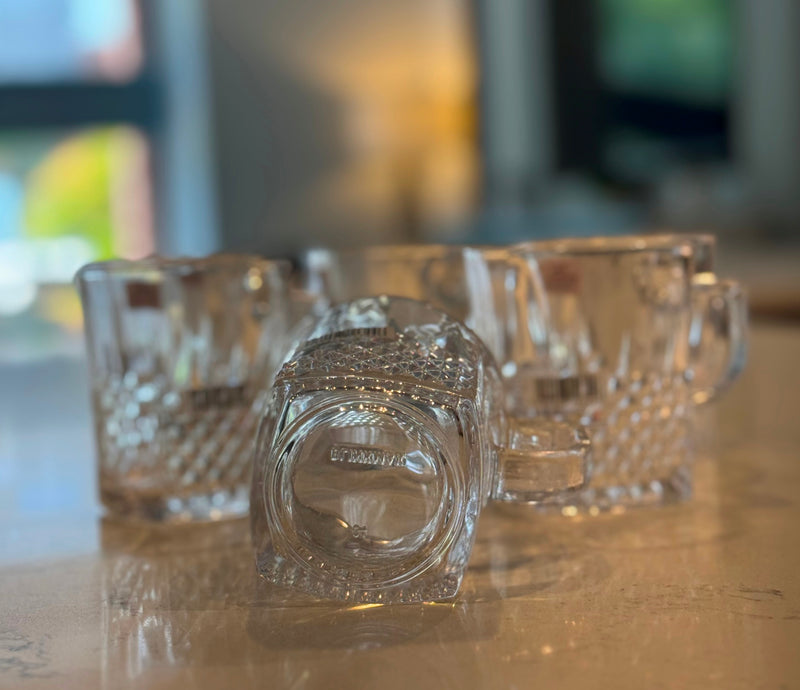 R21 Glass Tea & Coffee Cups – Crystal Design, 260ml (Set of 6)