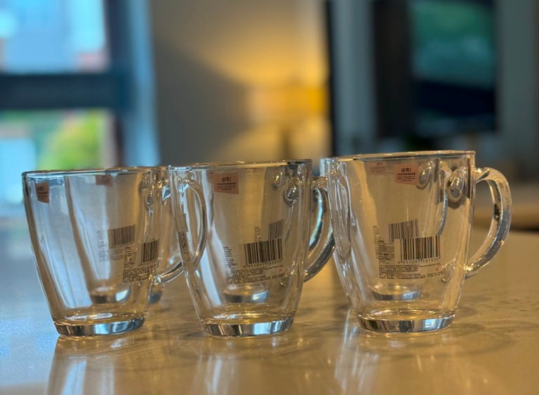 R20 Glass Tea & Coffee Cups – Clear, Lead-Free Glass, 365ml (Set of 6)