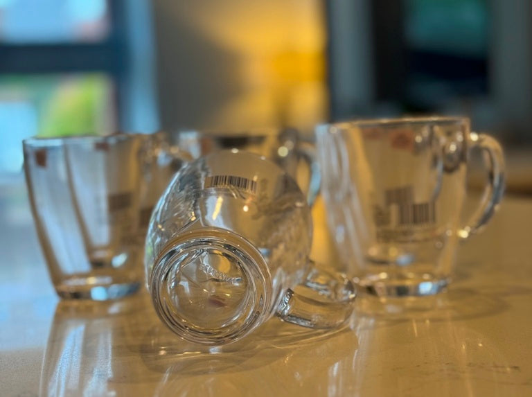 R20 Glass Tea & Coffee Cups – Clear, Lead-Free Glass, 365ml (Set of 6)