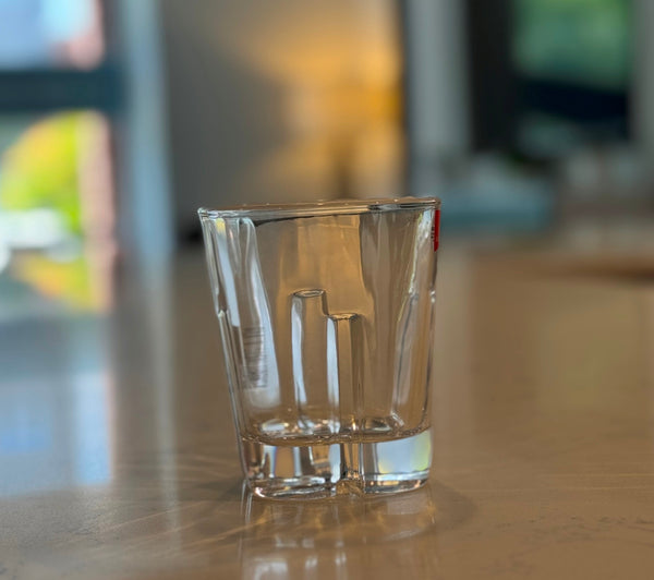 R14 Clear Glass Tumblers – Patterned Base, 320ml (Set of 6)