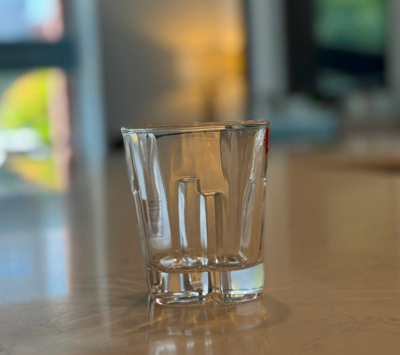 R14 Clear Glass Tumblers – Patterned Base, 320ml (Set of 6)