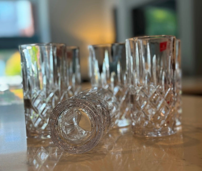 R17 Clear Glass Tumblers – Crystal Patterned Body, 420ml (Set of 6)