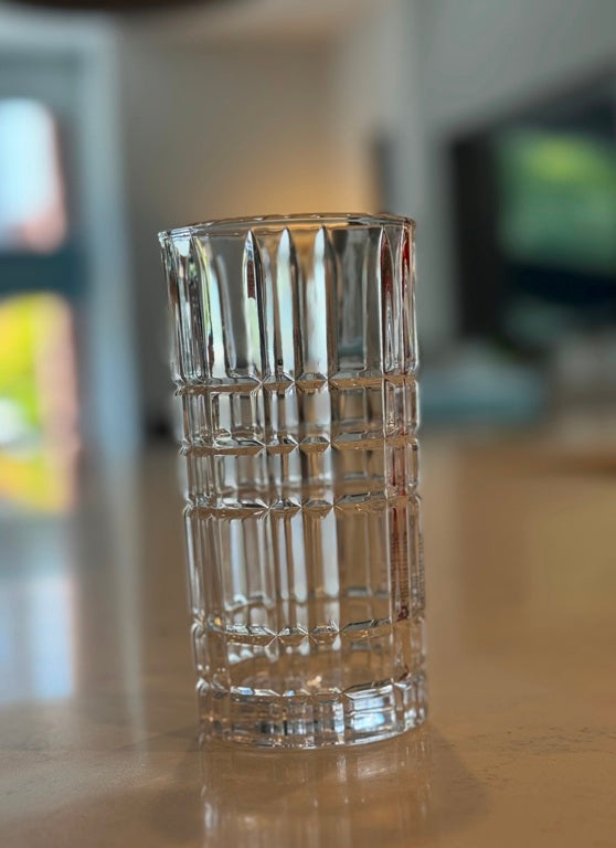 R18 Clear Glass Tumblers – Crystal Patterned Body, 425ml (Set of 6)