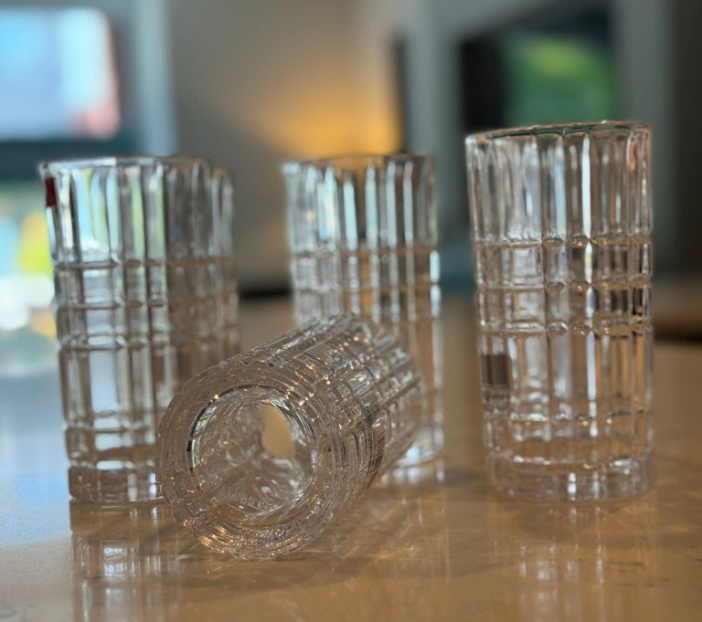 R18 Clear Glass Tumblers – Crystal Patterned Body, 425ml (Set of 6)