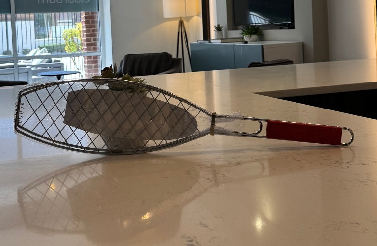 B5 Fish BBQ Basket with Wooden Handle – Grilling & Outdoor Cooking