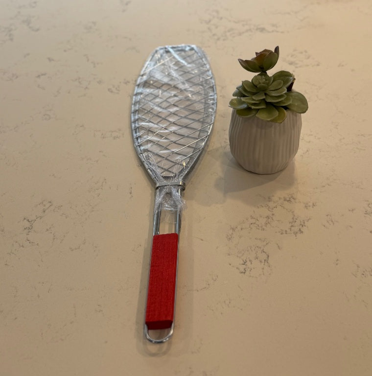 B5 Fish BBQ Basket with Wooden Handle – Grilling & Outdoor Cooking