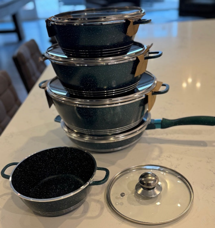 S1G – 10 Pieces Non-Stick Cookware Set in Vibrant Green