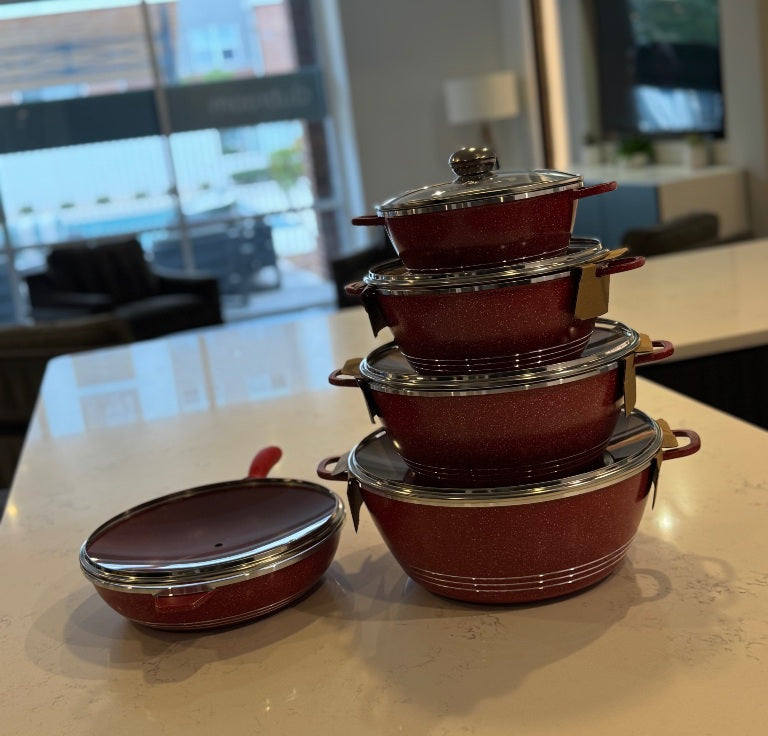 S1R – 10 Pieces Non-Stick Cookware Set in Vibrant Red