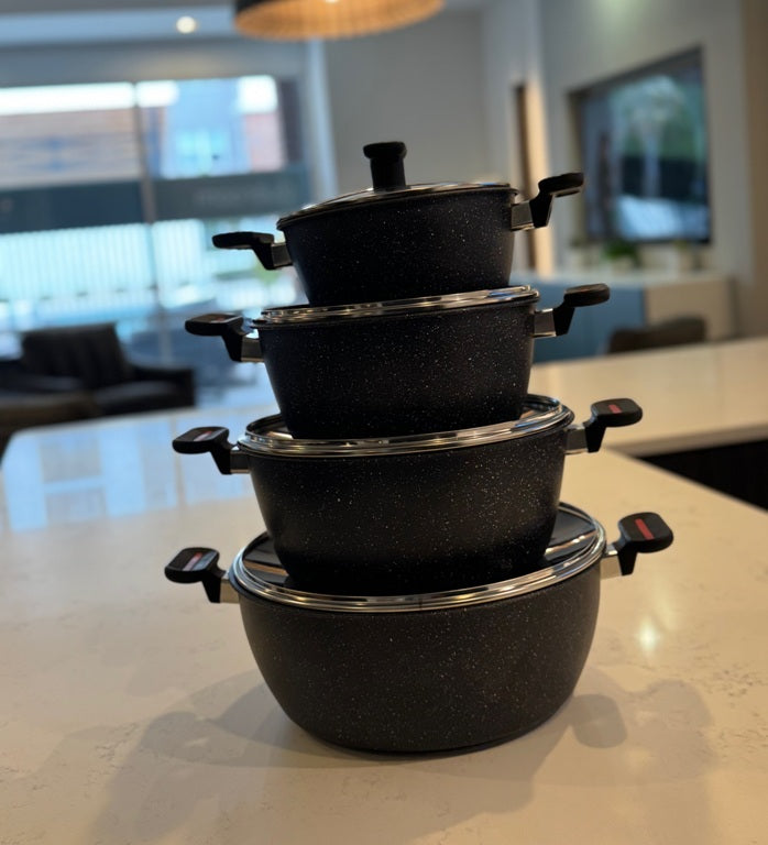 S2B – 8 Pieces Non-Stick Cookware Set in Vibrant Black