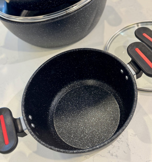 S2B – 8 Pieces Non-Stick Cookware Set in Vibrant Black