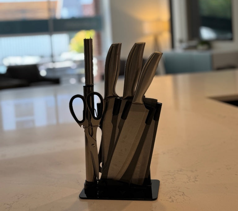 V4 – 6 Pieces Kitchen Knife Set with Holder Stand | Stylish & Functional